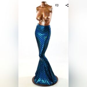 Elegant Teal Mermaid Maxi Skirt